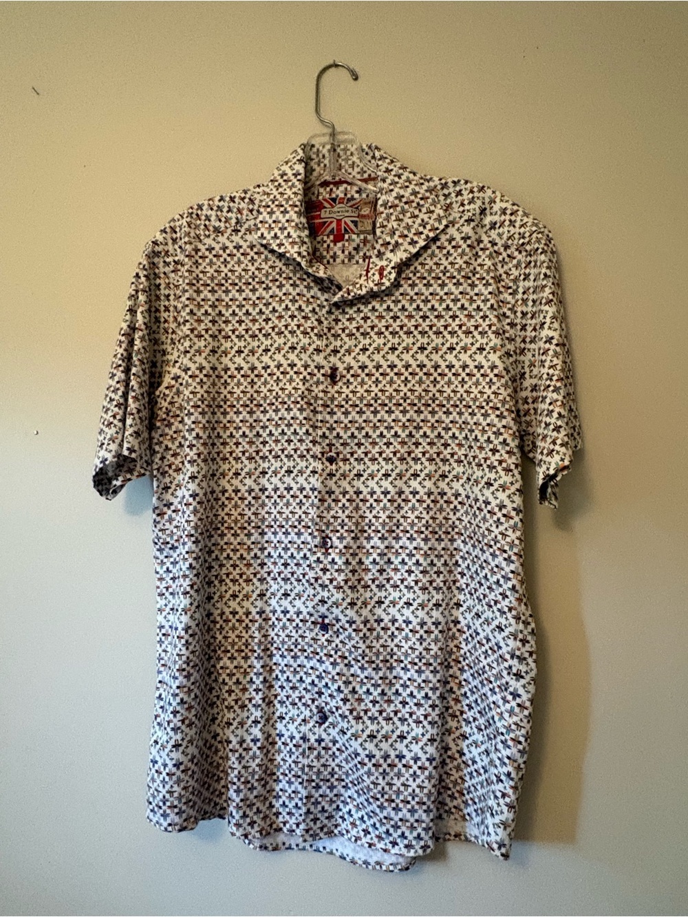 7 Downie St. Coutre Men’s Short Sleeve Sport Shirt Floral Abstract Print Large